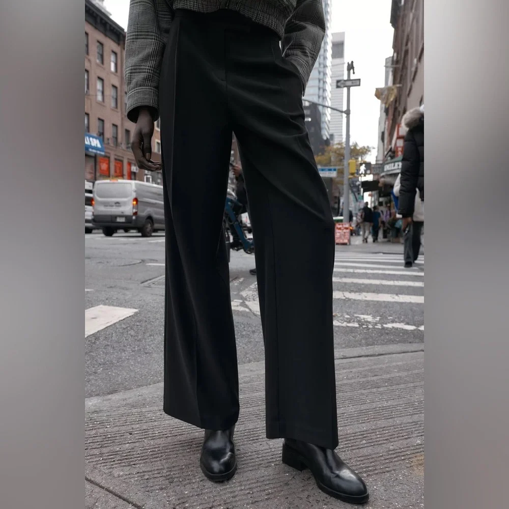 NWT Zara Full Length High-Waisted Wide Leg Trousers - Picture 4 of 13